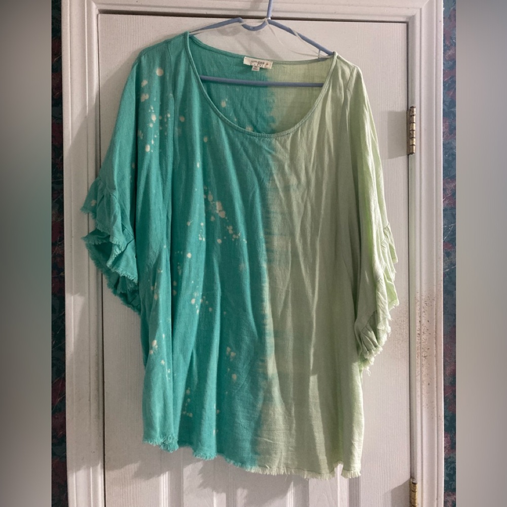 Ombré bleached look Umgee green top sz 2x